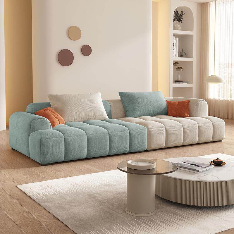 奶油风泡芙灯芯绒云朵沙发小户型客厅意式极简拼色豆腐块现代布艺,淘宝优惠券,粉丝福利购,淘宝优惠卷