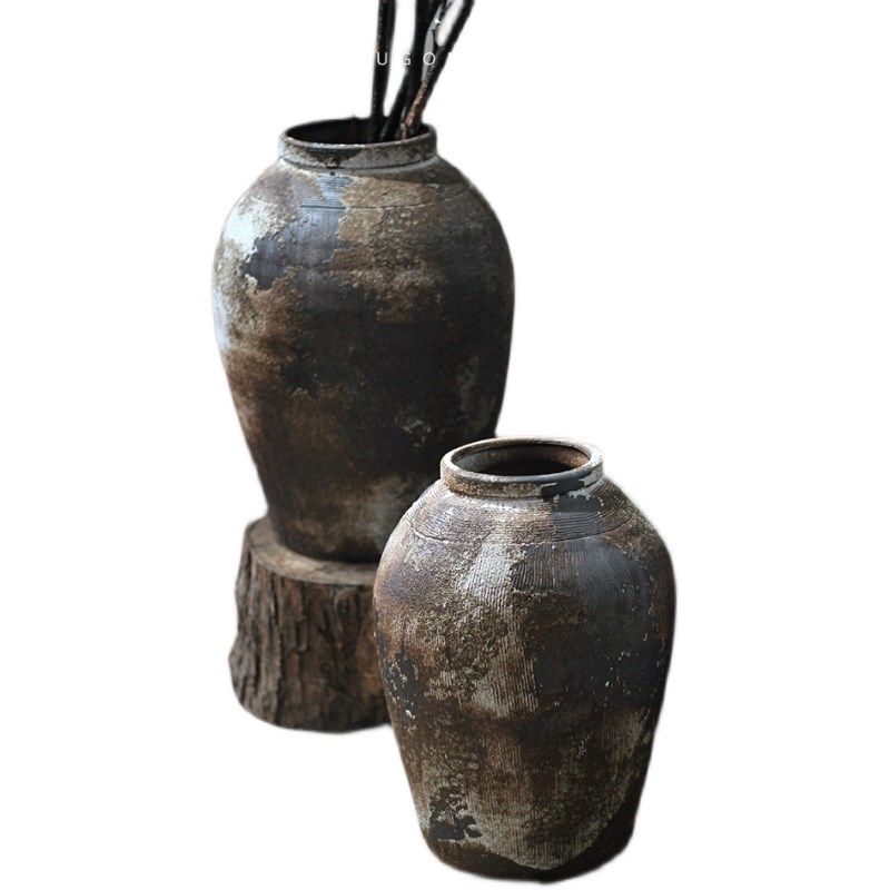 禅意复古陶瓷花瓶客厅插花摆件民宿样板间装饰陶罐坛子侘寂风花器,淘宝优惠券,粉丝福利购,淘宝优惠卷