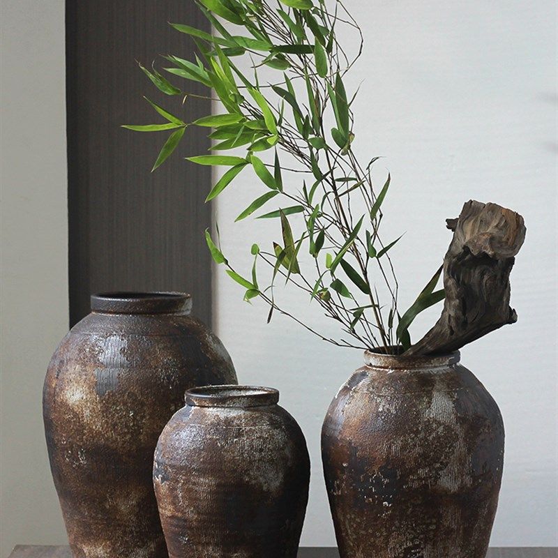 禅意复古陶瓷花瓶客厅插花摆件民宿样板间装饰陶罐坛子侘寂风花器,淘宝优惠券,粉丝福利购,淘宝优惠卷