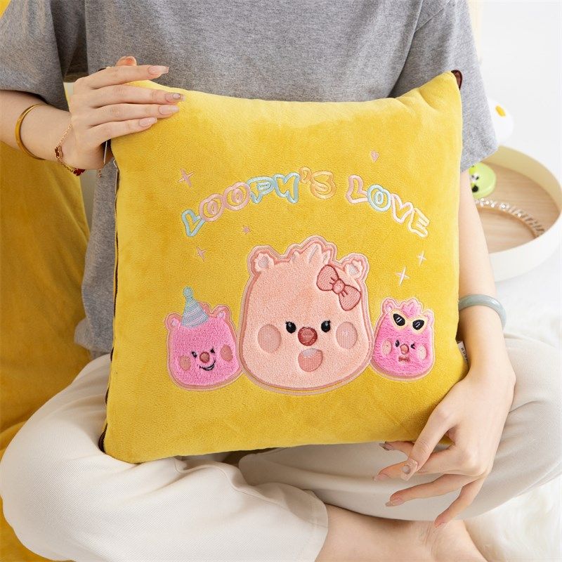 冬季加绒加厚宝宝绒抱枕被子午睡枕汽车载靠枕办公室折叠毯二合一,淘宝优惠券,粉丝福利购,淘宝优惠卷