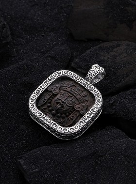 +925银黑檀木扎基拉姆做旧吊z坠女仅吊坠国风时尚个性项坠女新中