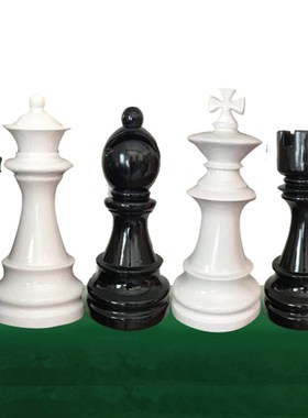大号国际象棋玻璃钢黑白棋子橱窗装饰房地产园林户外景观美陈摆件