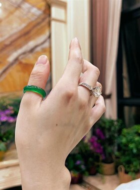 店主自留款 起光绿F玉髓绿玛瑙指环戒指