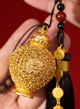 朱炳仁铜莲年大顺挂件香囊香薰包挂饰品花丝手把件精致送礼