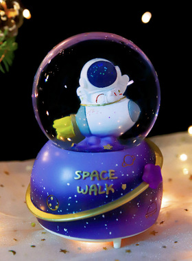 创意太空人宇航员水晶球音乐盒男生版摆件男孩女孩学生儿童节礼物