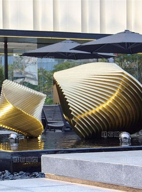 艺术不锈钢鹅卵石坐凳雕塑定制z室内外镜面几何石块水景装饰摆件