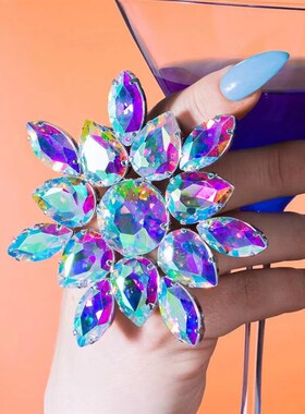 欧美夸张宴会礼服宝石开口戒指指环女时尚百M搭个性夜店演出配饰