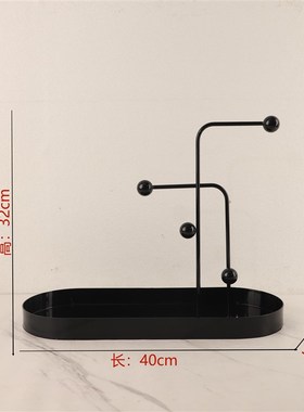 新中式创意金属异形收纳托盘摆件卧室F客厅样板房电视柜家居装饰