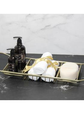 浴室泡澡收纳绑彩带毛巾民宿不锈钢伸缩置物架样板房浴缸托盘支架