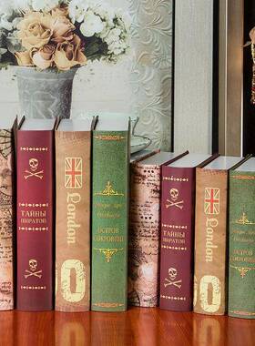 欧式复古仿真书假书摆件装饰品美式英文客厅道具摆设高档模型书壳