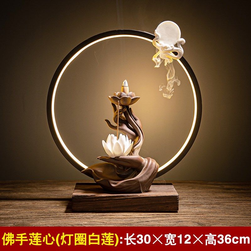 禅意倒流香炉陶瓷灯摆件创意玄关装饰家用客厅办公室檀香沉香薰炉,淘宝优惠券,粉丝福利购,淘宝优惠卷