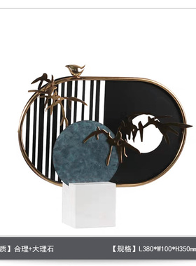 现代新中式风景摆件铁艺酒店餐厅书房样板间玄关装饰品工艺摆设