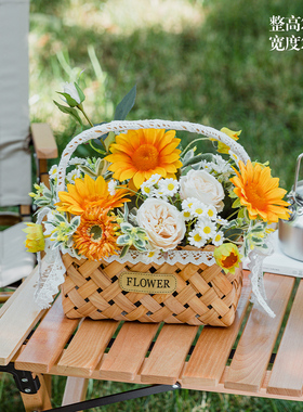 客厅摆件花家居饰品户外露营野餐花篮装饰电视柜酒柜书.架开业礼
