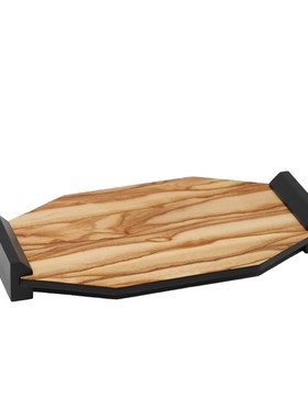 新中式侘寂风f木纹龙檀木黑山托盘收纳卧室样板房茶几桌面装饰摆