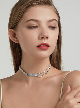 孙怡同款LELOUP错位闪钻choker