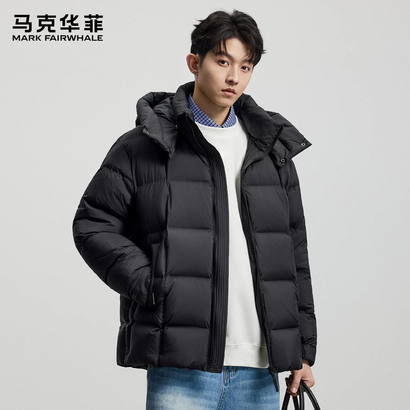 马克华菲时尚轻奢可拆帽极寒面包羽绒服2025冬季男女同款潮流外套