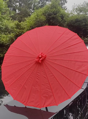 千熙纯红色素面绸布伞不透光可防雨户外舞蹈伞女儿伞婚庆伞油纸伞