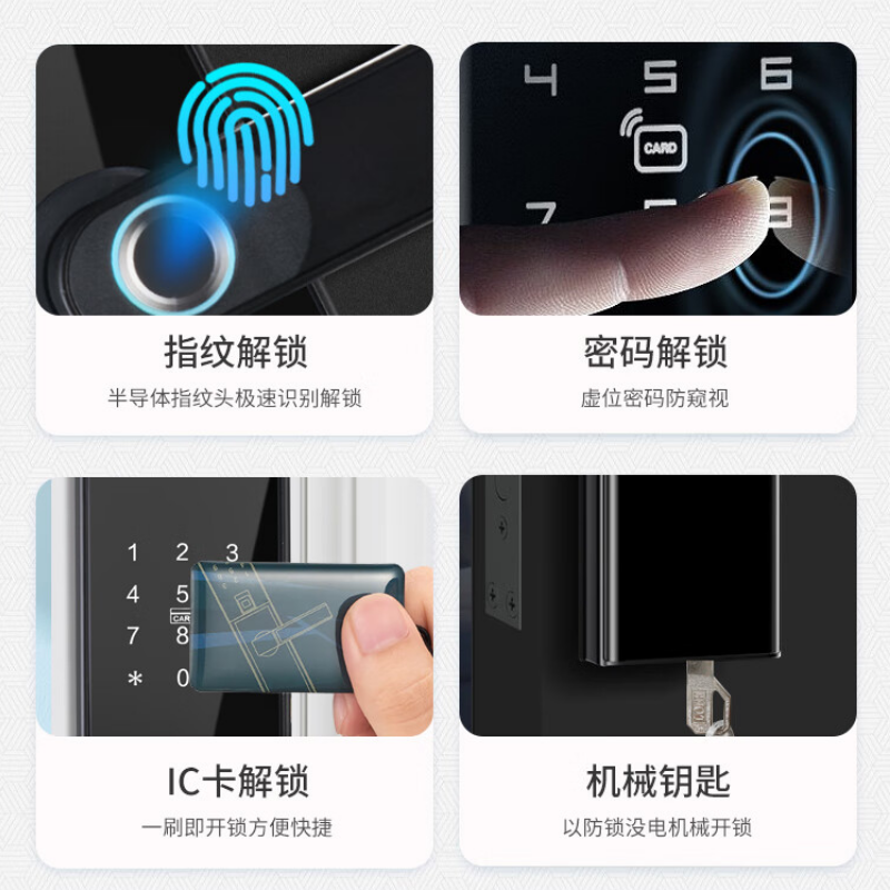 指纹密码锁办公室家用公寓出租房室内木门锁智能电子锁常开模式 - 图0