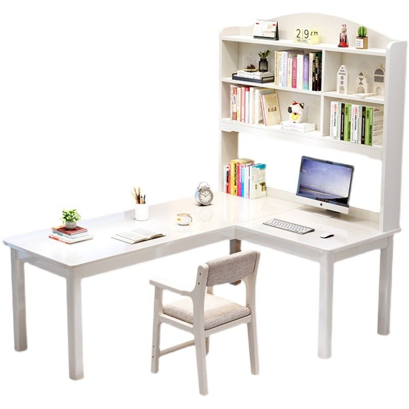 转角书桌一体书架电脑桌学生家用工作台式办公桌实木卧室写字桌子,淘宝优惠券,粉丝福利购,淘宝优惠卷