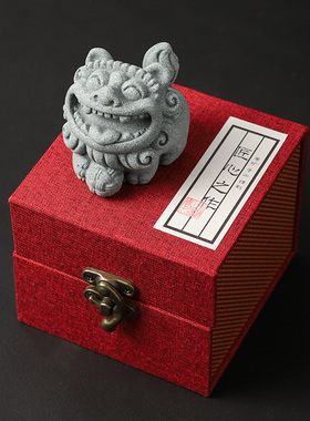 国风石狮子情绪治愈系小玩意茶宠工艺品装L饰摆件创意教师学生礼
