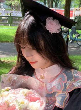 甜美樱花学士帽发夹毕业照