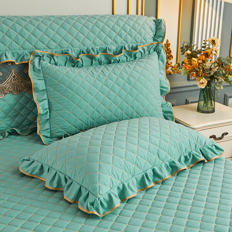 夹棉枕套一对装加厚保暖花边枕头套全棉学生单人拉链式加棉枕芯套 - 图1