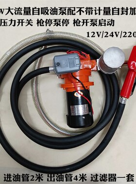 全自动12V24V220V大流量600W自吸油泵配开关枪管组合加油机柴油泵