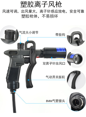 除静电离子风枪手持式去静电快速除尘工业静电消除器可调气压风枪