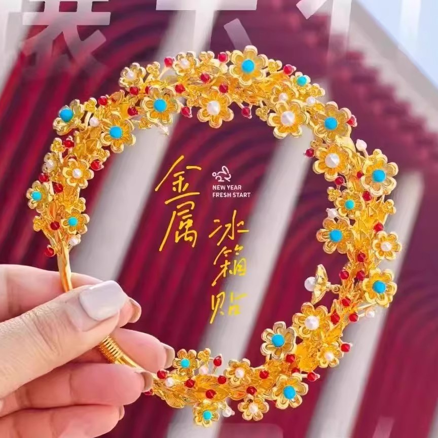 内蒙古文创天花板宝石金冠花环金属冰箱贴磁吸高颜值纪念装饰礼物 - 图1