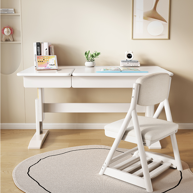 Children's learning simple solid wood desk primary school students' home homework table hand-operated lift table and chair set