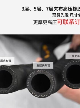 黑色夹布套管水泵高压防爆耐压磨橡胶管1寸2寸花园输水软管6分 25