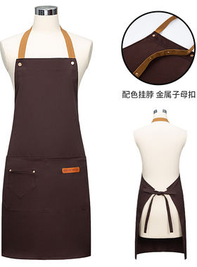 围裙定制logo印字工作服简约女订做商用厨房防水防油餐饮店围腰男