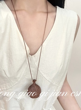 酒壶葫芦吊坠长款项链女小众设计