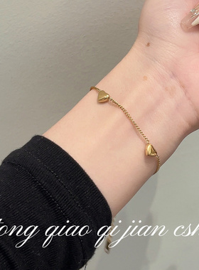 高级感设计立体多颗爱心钛钢项链