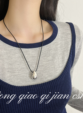 极简冷淡风水滴长款项链小仙女