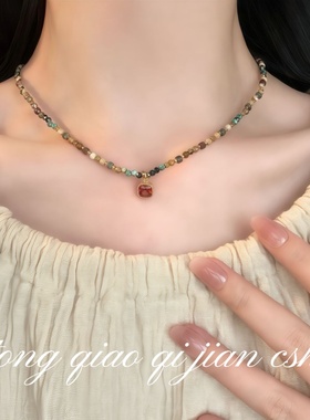 美拉德复古吊坠颈链设计感小仙女