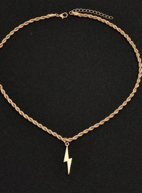 欧美小众设计闪电项链嘻哈风毛衣