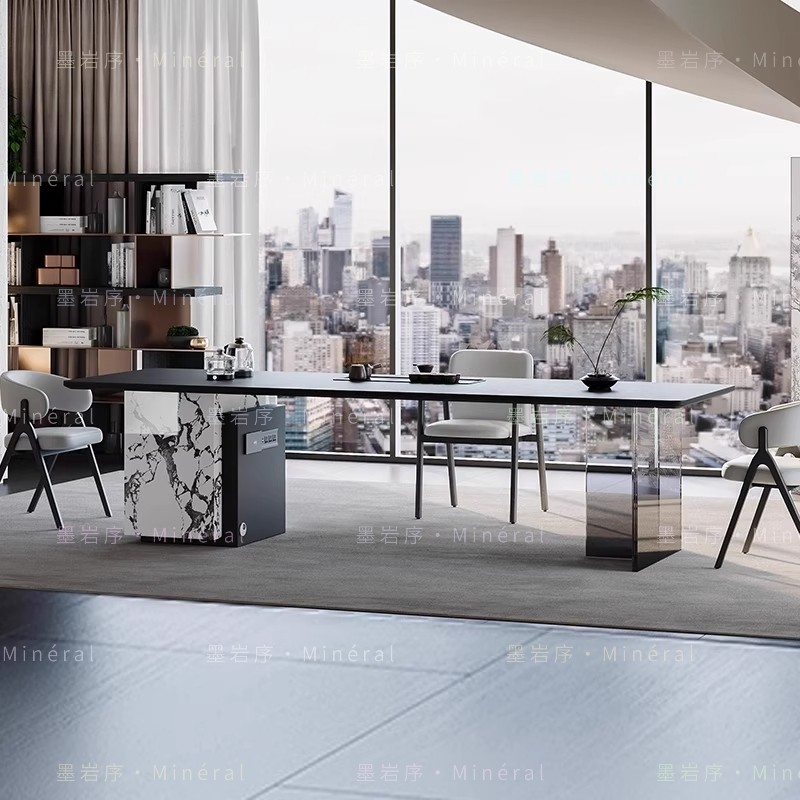 简约客厅宝格丽白岩板茶桌椅家用办公室别墅极简轻奢现代泡茶桌椅,淘宝优惠券,粉丝福利购,淘宝优惠卷