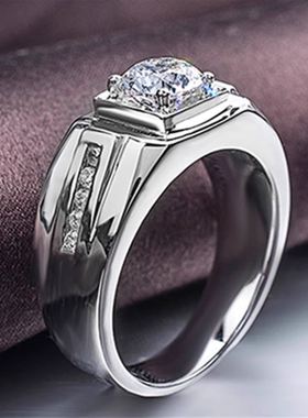 名佳怡男士莫桑石帝王戒指时尚钻戒霸气十足手戒指环送礼自戴皆可
