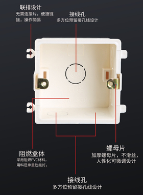 PVC86型加高加厚接线拼装暗盒开关底盒3.8 5 6 7 9 10cm预埋25孔