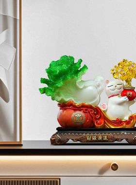 招财猫摆件百财聚来客厅电视柜酒柜装饰品公司店铺开业乔迁礼品