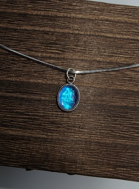 银层闪蝶创意蓝闪简约银项链生日礼物创意手工首饰成品