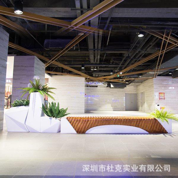 玻璃钢木纹坐凳商场花盆座椅商业美陈户外景观休闲椅休息区等候椅,淘宝优惠券,粉丝福利购,淘宝优惠卷