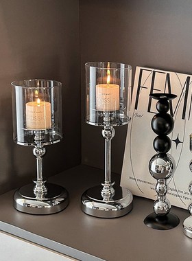 欧式复古玻璃烛台香薰蜡烛客厅玄关桌面摆件家居好物圣诞装饰品