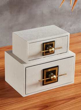 新中式样板房卧室装饰品梳妆台摆件创意实木漆器首饰盒珠宝收纳盒