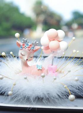 一路平安鹿汽车摆件女神款礼物中控台车载高档上车内装饰用品大全