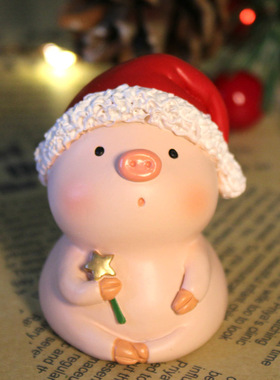 圣诞节小猪摆件装饰节日装扮用品道具场景布雪花环送男女朋友礼物