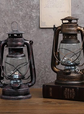 铁艺露营氛围感煤油灯摆件家居老物件装饰品咖啡店铺拍照油灯道具