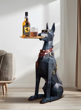 杜宾犬客厅大型落地摆件轻奢高级感家居装饰品电视柜旁边高档摆设