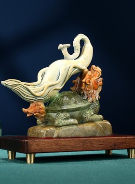 人生如意摆件龙龟人参如意富贵人生客厅玄关电视柜装饰吉祥物礼品